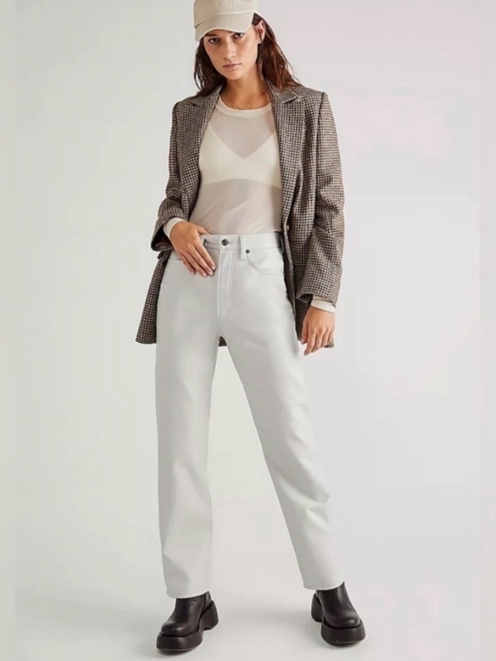 90s pinched waist leather pants